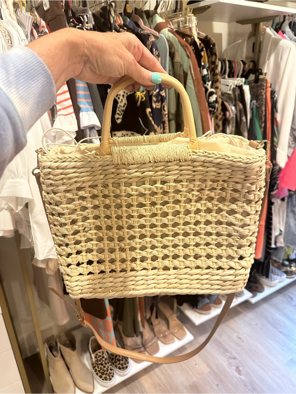Amazon Natural Straw Woven Tote with Rounded Top Handles